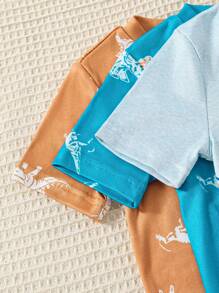 6 件装男童休闲恐龙印花短袖紧身睡衣套装