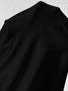 VaVaBold Solid Color Backless Stand Collar Side Slit Bodycon Dress For Summer Maxi Women Outfit - Black - View 6