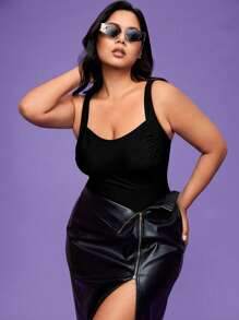 Shapewave 1 bộ đồ bơi liền thân màu trơn cỡ lớn cho nữ - màu đen - Xem 9