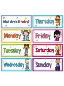 8 Pcs Days Of The Week Flashcards Subject Titles For Bulletin Board Boarder Headliners Classroom Decoration Teacher Teaching Aids