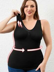 SHEIN Plus Size Women Solid Color Tank Top - Black - View 5