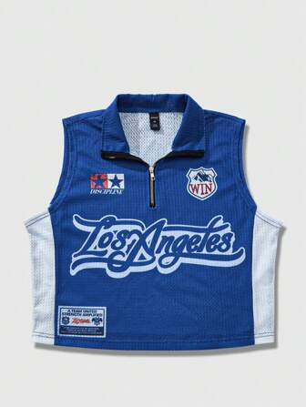 Street Life Men's Y2K Jersey Style Slim Fit Sports Vest, Suitable For Spring And Summer