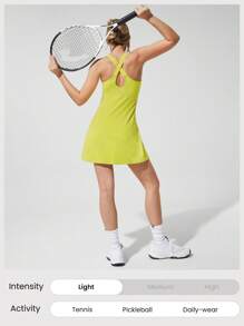 GLOWMODE FeatherFit™-Air Peekaboo 日常内置短裤口袋防滑连衣裙轻度支撑低冲击瑜伽工作室春季连衣裙夏季速干吸湿排汗 - 黃色 - 查看 7