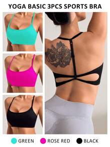 Easithlete Sujetador deportivo negro sin costuras para mujeres - Multicolor - Ver 1