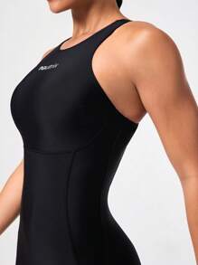 Swim Nautrix 1 Mảnh Quần Short Không Tay Dây Đen Trơn Màu Phong Cách Đồ Bơi Thanh Lịch, Mùa Hè - màu đen - Xem 4