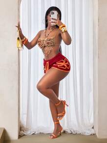 BamGleam 女士夏季镂空串珠装饰性感露背背心