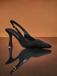 SHUZIA Tacones con tira trasera de uso versátil y diario para mujer - Negro - Ver 3
