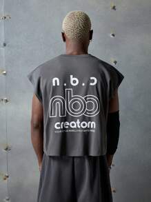 NEON BLANC 3-Pack Men's Streetwear Style Letter Graphic Knitted Tank Tops, Suitable For Summer