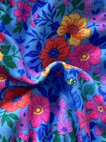 Swim Mod 女士夏季碎花荷叶边挂脖比基尼套装（含头带） - 彩色 - 查看 4