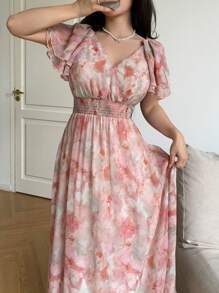 Modelyn 女士优雅花卉印花连衣裙，夏季