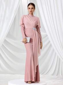 Coutiva Women's Formal Evening Gown (Heavily Decorated) - Pink - View 4