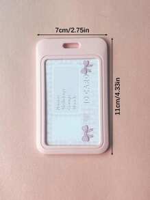 1pc Pink Card Cover With Heart Design Buckle, Creative Multi-Purpose Card Holder For Student Back To School