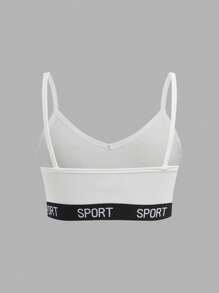 3pcs/Set Teen Girls Minimalist Letter Elastic Cami Bra Set Fall Winter - Mint Green - View 9