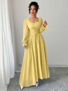 Modelyn Elegante vestido de cintura ajustada de unicolor de alta gama