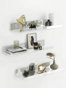 1pc Acrylic Storage Shelf Wall Decor, Wall Storage Hanger Racks, Display Cabinet,Stationery Storage, Multi-Purpose Storage Rack,Floating Shelves For Girls Toys,Doll, Photo Frame, Display Shelf Organizer For Bathroom, Bedroom, Living Room Decor, Kitchen Decor, Room Decor, Christmas For Holiday Gift Giving - Clear - View 4