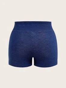 SHEIN BASICS Lässig einfarbige gestrickte enge Große Größen athletische Shorts