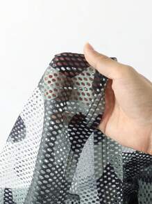 ROMWE MEN Street Life Camiseta casual holgada de hombre con estampado de letra en camuflaje de malla - Verde militar - Ver 5