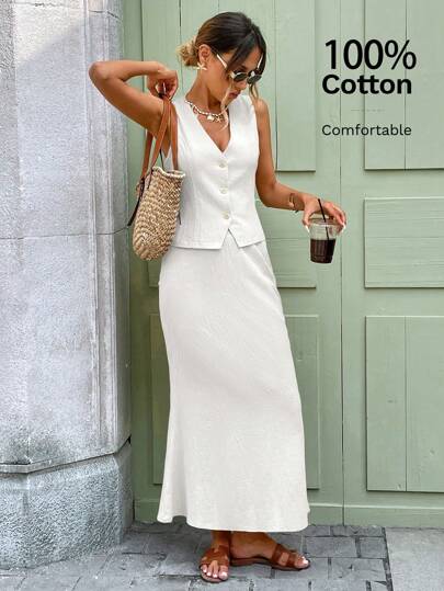 SHEIN LUNE 女士日常两件套服装