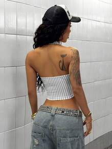 StreetHx 条纹英文文字图案街头风格背心，夏季时尚 - 彩色 - 查看 3