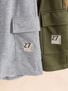 4pcs Tween BoysElastic Waist Letter Graphic Loose Fit Basic Mid-Length Shorts, Suitable For Summer Sports & Casual Wear, Great For Outdoor Activities - Multicolor - View 5