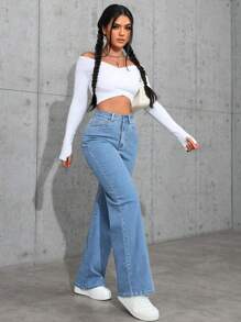 Jeanoix Women Casual Straight Leg Jeans Y2k