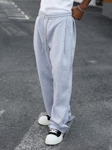 Manfinity Hypemode 男士抽绳腰阔腿运动裤，Y2k 黑色宽松裤