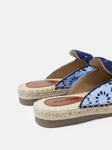 Styleloop Giày lười Mule phong cách Bohemian thường ngày dành cho nữ, thích hợp cho kỳ nghỉ - Màu xanh lam - Xem 5