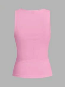Slaydiva 2 pezzi set di canotte a costine aderenti con scollo a tacca arricciato, colore nero e rosa, adatti per l'estate