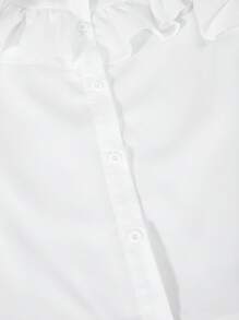 SHEIN Explorewe Teenage Girls' Ruffled Hem Blouse, Minimalist And Fashionable, Suitable For Summer - White - View 7