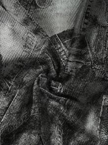 Manfinity Dauomo Men's Summer Fashionable Denim Effect Print Shorts - Multicolor - View 5