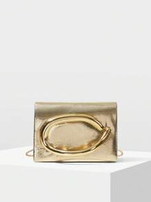 MOTF PREMIUM WOMEN'S PU LEATHER WOVEN EVENING CLUTCH - Gold - View 2