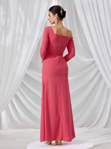 Coutiva Women's Formal Evening Dress,Heavy-Embroidered Design Party Gown For Wedding Guest,Birthday Outfit,Summer Casual Formal Dress - Hot Pink - View 2