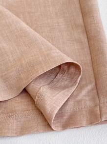 Maweii Bộ 2 áo và quần màu trơn cổ bất đối xứng thường ngày cho nữ - Màu Khaki - Xem 4