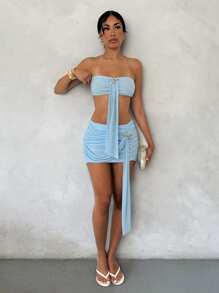 Glamine 女士金属海星装饰浪漫垂坠迷你裙