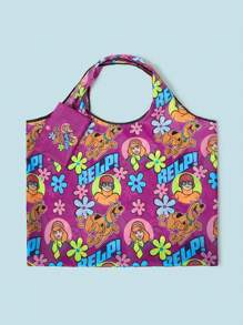 SCOOBY-DOO X SHEIN Bolsa de playa y bolso de mano de gran capacidad con gráficos de dibujos animados y figuras de moda