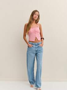 Nöista 女士方领格纹无袖上衣，夏季度假的完美之选 - 紅白色 - 查看 5