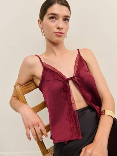 Nöista Women's Sexy Lace & Satin Top, Suitable For Date Night, Birthday Party, Cocktail Party, Valentine's Day, Nightclub, Holiday Chic 4th Of July