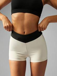 MISSGUIDED Athletic Compression Cycling Shorts Workout Running High Waist Training Performance Moisture Wicking Fitness Yoga Gym Exercise - Brown - View 4