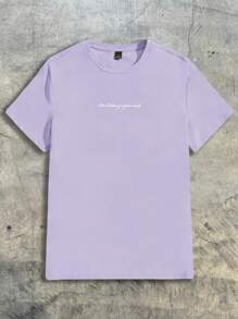 AXEPEAK Maglietta casual da uomo a girocollo con stampa di lettere, edizione streetwear per l'estate