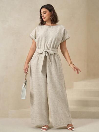 Chikora 大码女式连体裤，优雅无袖连体裤，夏季职业女性服装