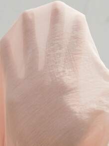 Aveloria Modichic 时尚浅粉橙色透明纹理面料 V 领侧裹设计，带有不对称金属扣装饰，优雅简约衬衫，适合工作，百搭女式长袖衬衫 - 粉色 - 查看 7