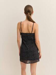 Nöista 女士可爱迷你连衣裙圆点印花夏季休闲装度假欧洲夏季 7 月 4 日连衣裙 - 黑色 - 查看 2