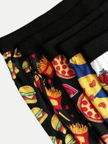 Tween Boy Hamburger Pizza Print Elastic Waist Briefs