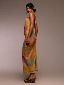 MUSERA Robe longue à fleurs imprimée, col en V et col ras-du-cou, en tricot. Tenue printanière et estivale pour Ibiza, vacances, festivals mignons, plage, bohème, mariage, remise de diplôme, anniversaire, bal - Blanc - Voir 2