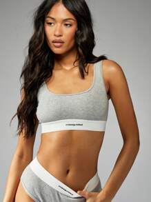 MISSGUIDED 罗纹运动文胸运动健身跑步瑜伽运动日常舒适健身健身房运动服女式文胸上衣