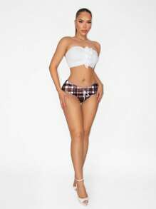 Sirith Women's New Summer Sexy Low-Rise Plaid Lace Lace Lace Design Shorts Super Sexy - Multicolor - View 3