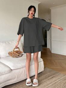 DAZY Casual Loose T-Shirt And Shorts Pajama Set