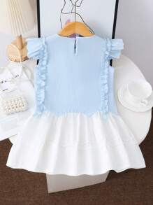 Vestido de niña de moda casual, lindo, con bordado de dibujos animados y parches, adecuado para uso diario y salidas de primavera/verano - Multicolor - Ver 2