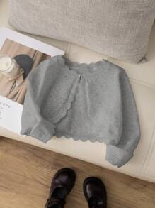 SHEIN 年轻女孩纹理针织休闲开衫