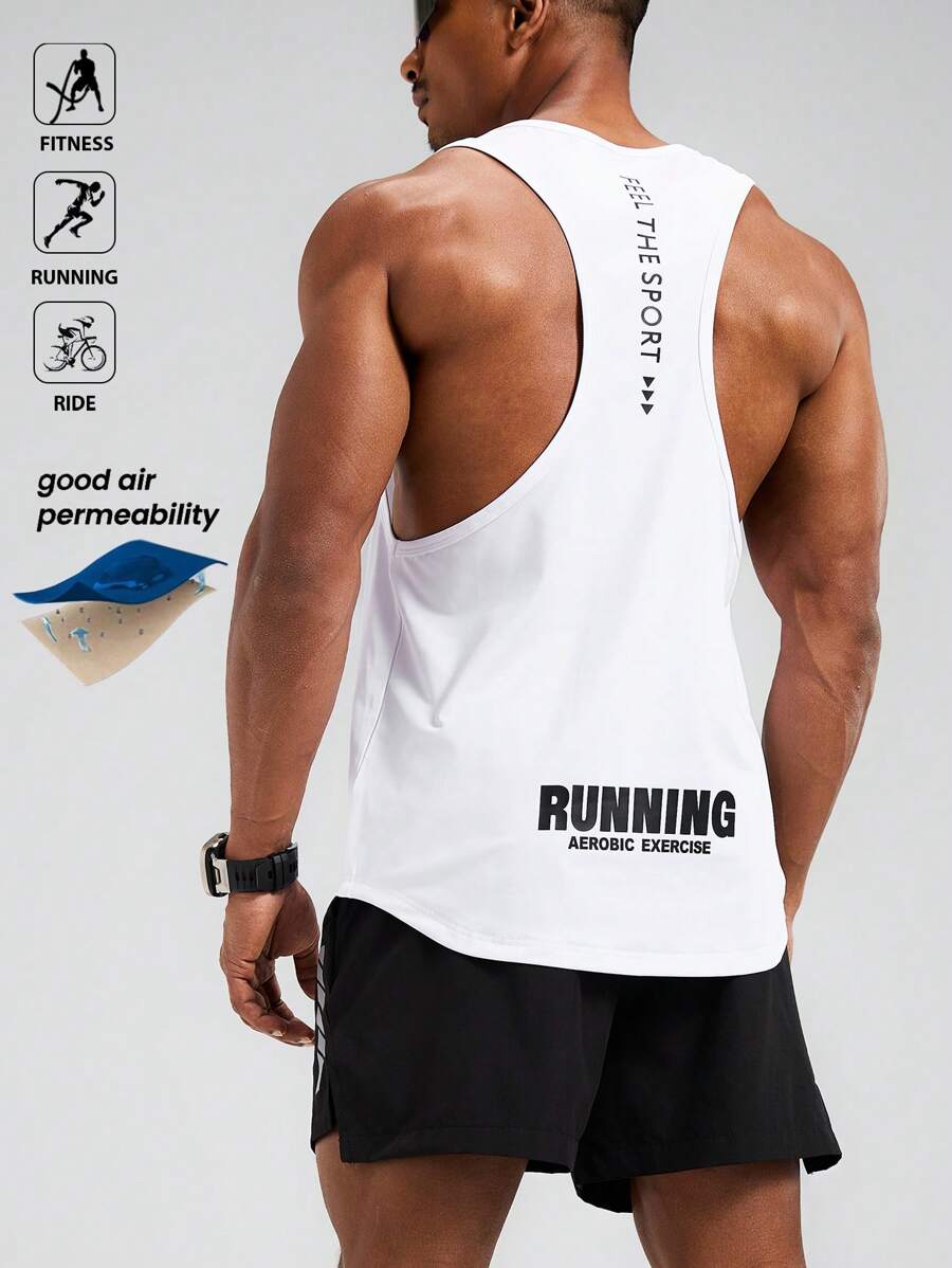Manfinity Sport Polished Herren Sommer Lässig Set mit Buchstaben Muster Tank Top und Shorts, Sportbekleidung, Laufgarnitur